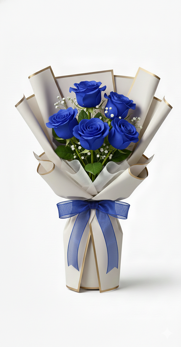 Ramo de 5 Rosas en Papel Coreano