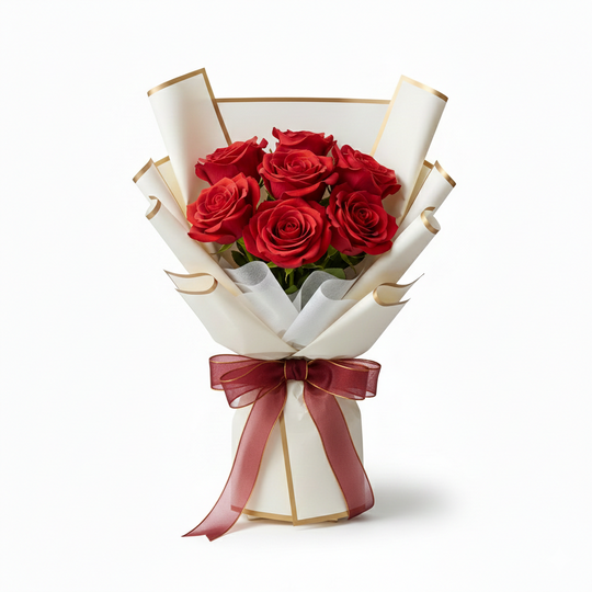 Ramo 7 Rosas Ecuatorianas en Papel Coreano