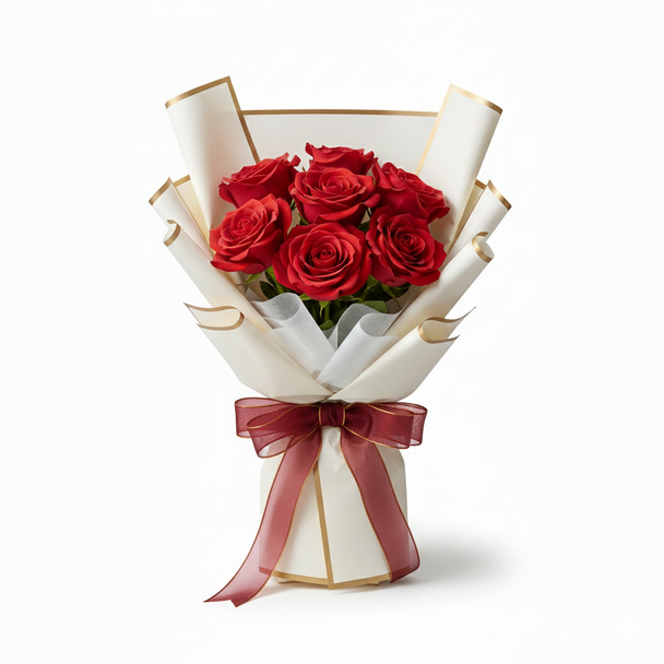 Ramo 7 Rosas Ecuatorianas en Papel Coreano